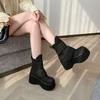 Small Man Height Increase Martin Boots Women's Spring and Autumn New Single Boots Thick-soled Muffin Velcro White Short Boots
