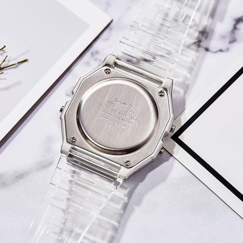 Casio Цифровая серия Квадратные Милые Желейные Кварцевые Часы Женские Часы Белые F-91WS-7