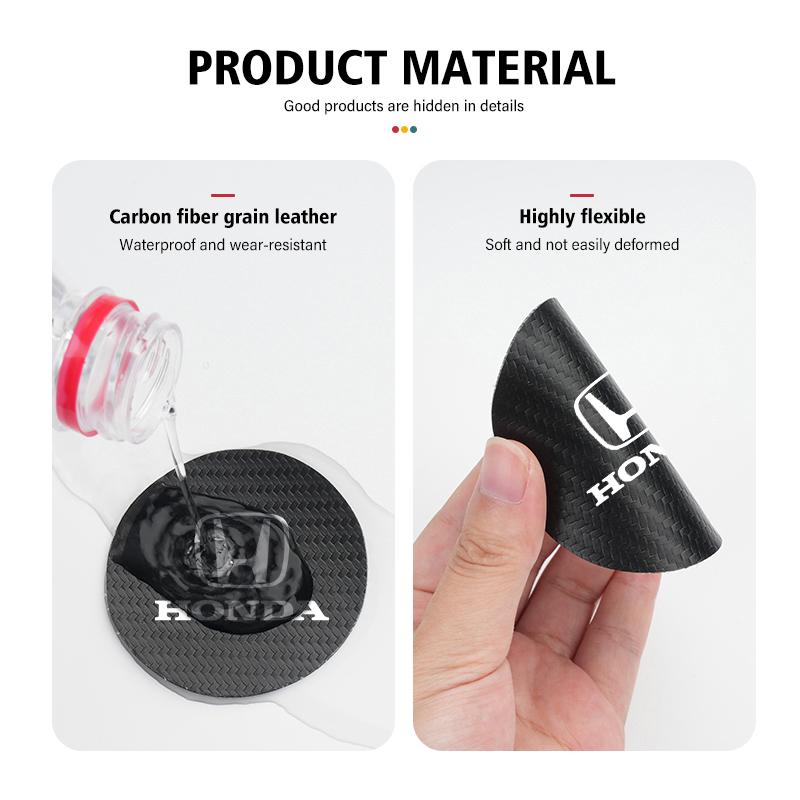 kymcz10 2Pcs Car Water Cup Pad Leather Sound Insulation Mat For Honda Civic Accord Crosstour Spirior Odyssey Avancier UR-V Sienna CR-Z