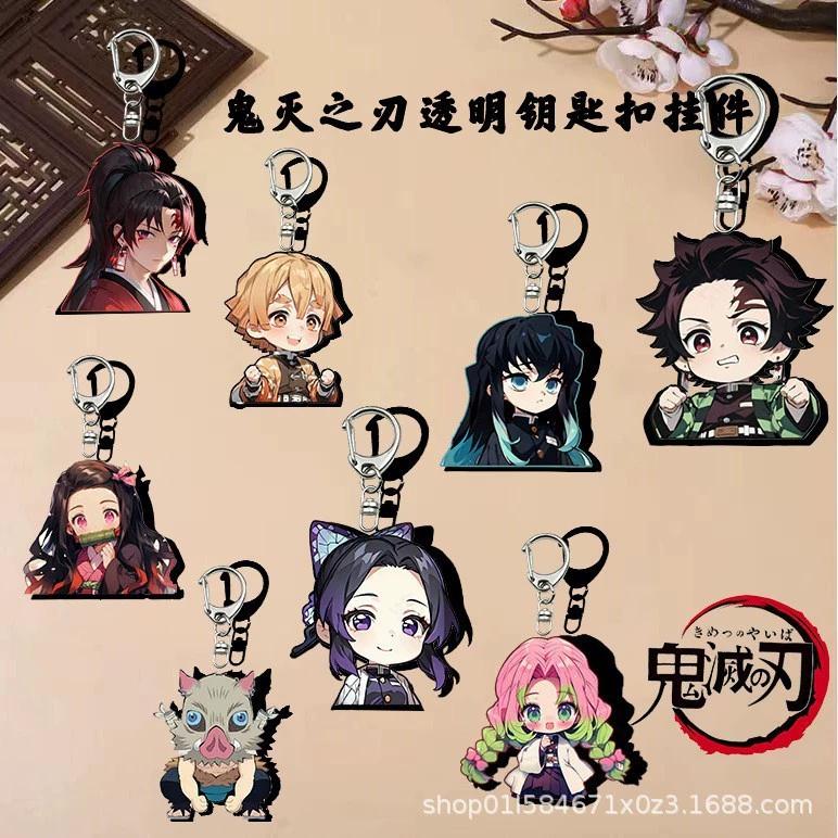 Keychain Pendant Anime Demon Slayer Kimetsu No Yaiba Kamado Tanjirou Double Sided HD Bag Pendant Gift For Fans Cosplay Props Jewelry Gift
