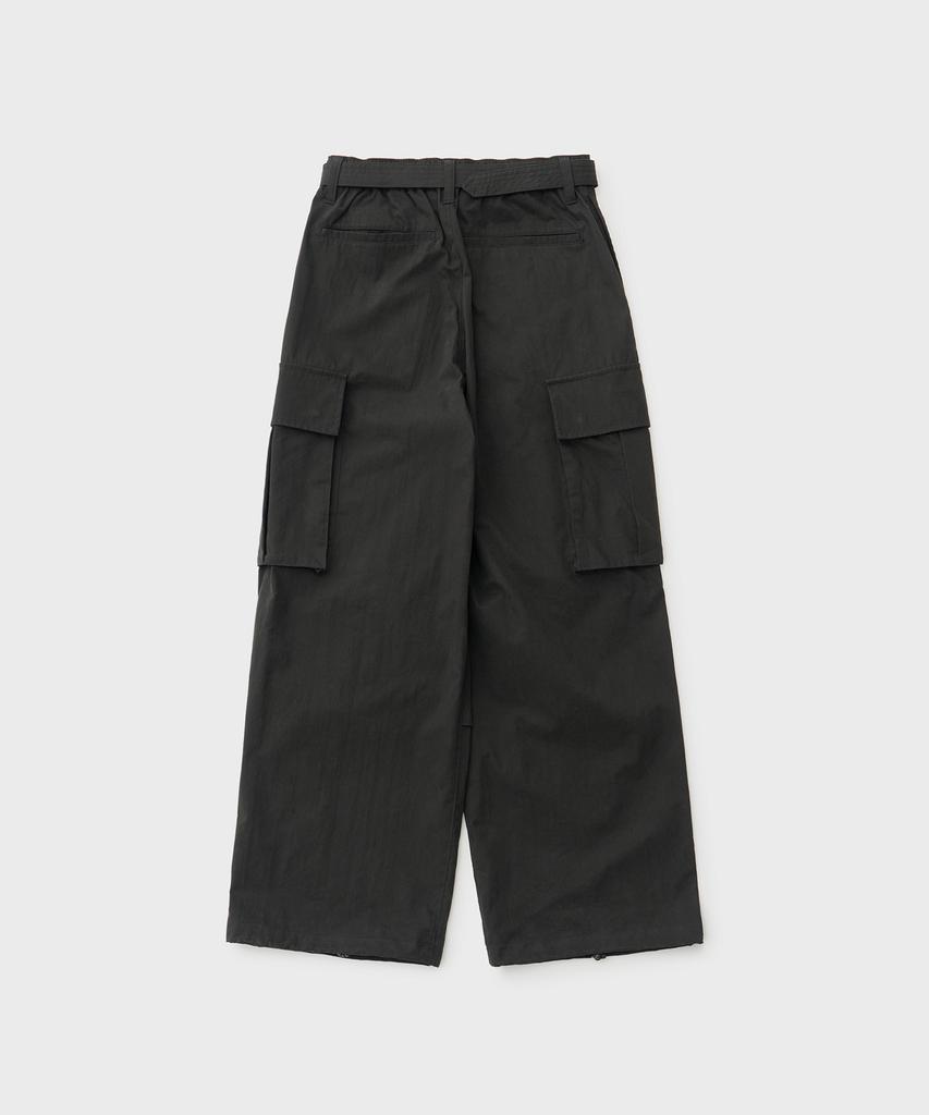 ANOTHER OFFICE Parachute Belted Pants (Black)