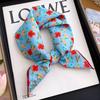 61 Cotton-Linen Pink Floral Small Square Scarf for Women, Silk Scarf 1116 New Pastoral Style Neck Scarf, Thin Mom Scarf