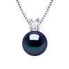 Collier - PEARLS &amp; COLORS - Collier Solitaire - Perle d'eau douce ronde 8-9 mm - Argent 925 - Oxyde de zirconium
