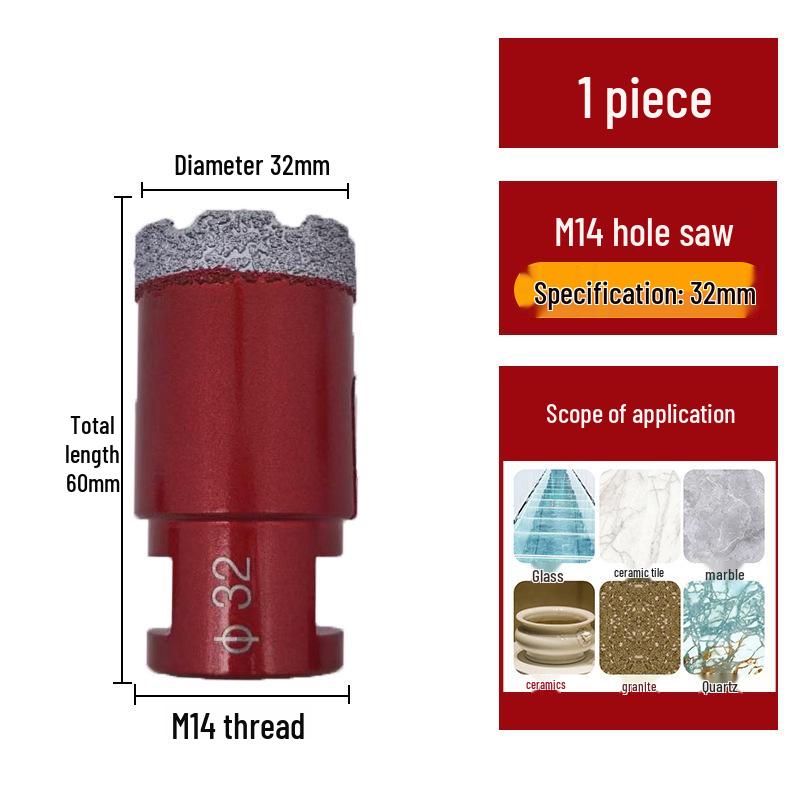 M14 Алмазная коронка паяная для плитки, мрамора, камня, стекла - Насадка для угловой шлифмашины для расширения отверстий