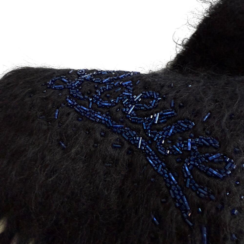 LOEWE Logo Beads Moheya wool Scarf black wool unisex Used