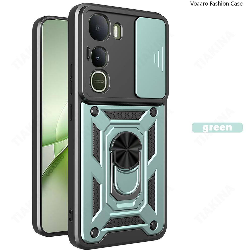 Чехол с защитой объектива-слайдера для Vivo Y400 5G Global Чехол для Vivo Y400 5G Чехол с магнитной кольцевой подставкой Защитная крышка Capa