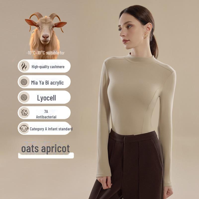 Женский термотоп с длинным рукавом и полуворотником из немецкого кашемира на осень