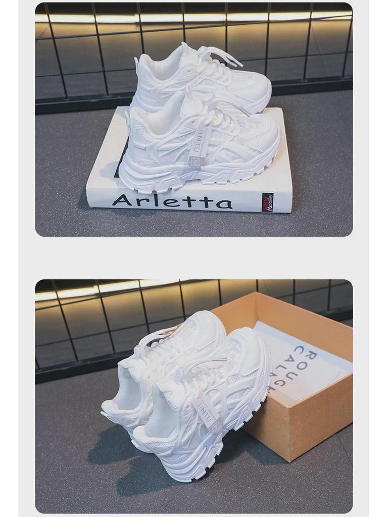 2024 Осень Новые Детские Противоскользящие Белые Туфли: Дышащие, универсальные туфли для папы с мягкой подошвой для мальчиков и девочек.