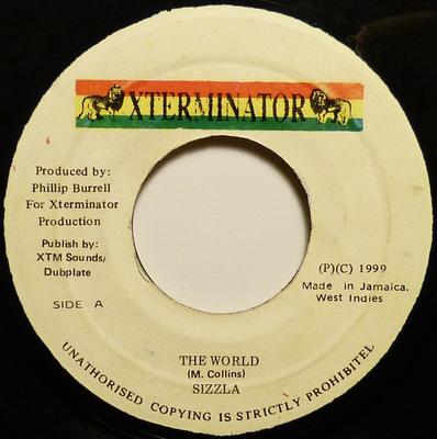 7-дюймовая пластинка SIZZLA - The World NONE Xterminator 1999 Ямайка Регги, Ска и Даб Б/У