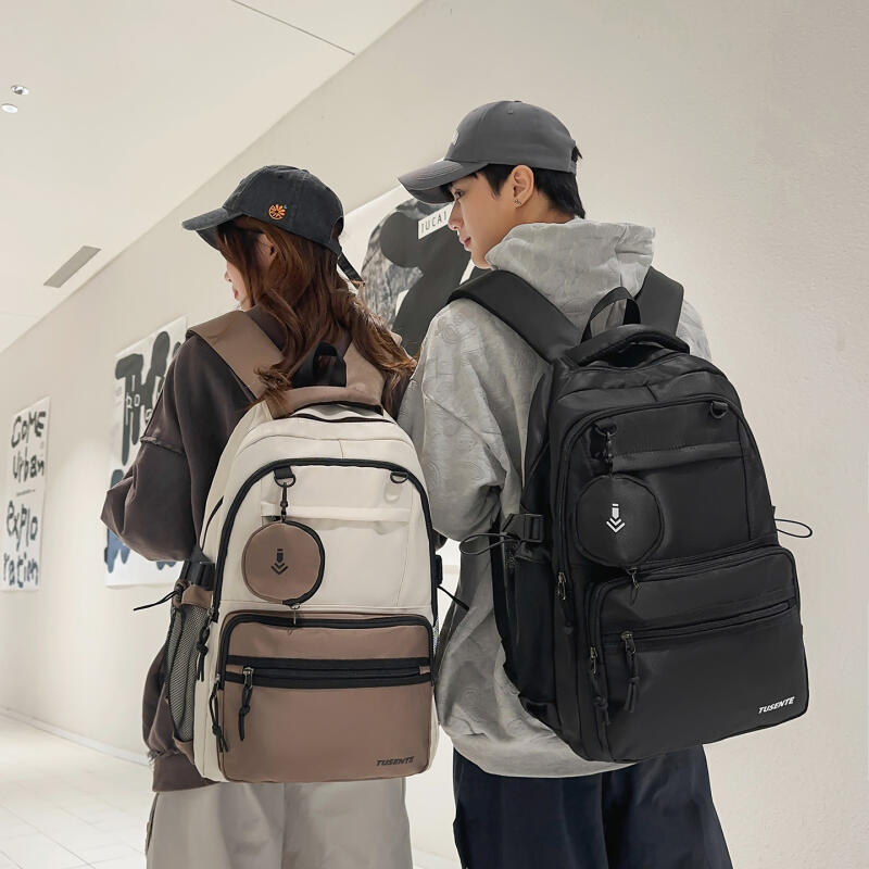 Junior High School Schoolbag Women Large Capacity Backpack Men Color Block Backpack