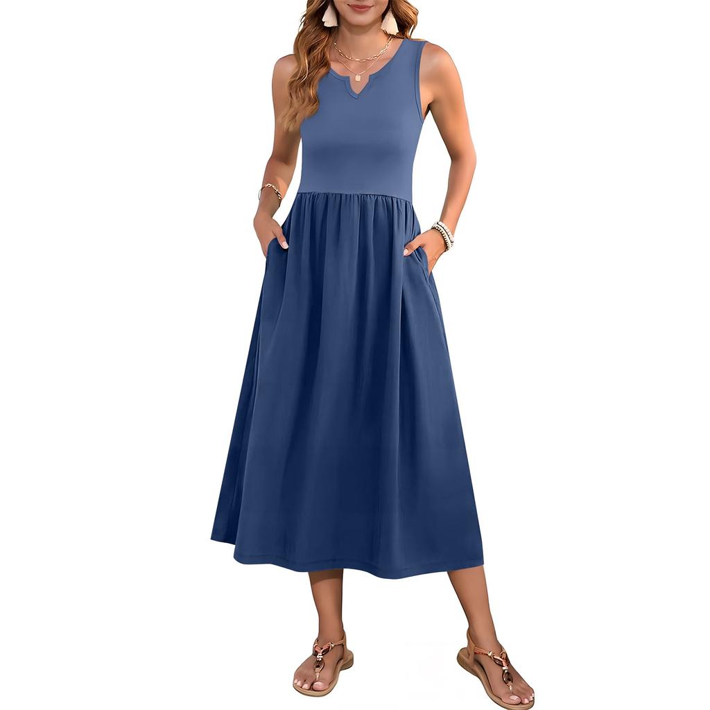 Женское платье без рукавов с цветочным принтом и высокой талией, модное и элегантное