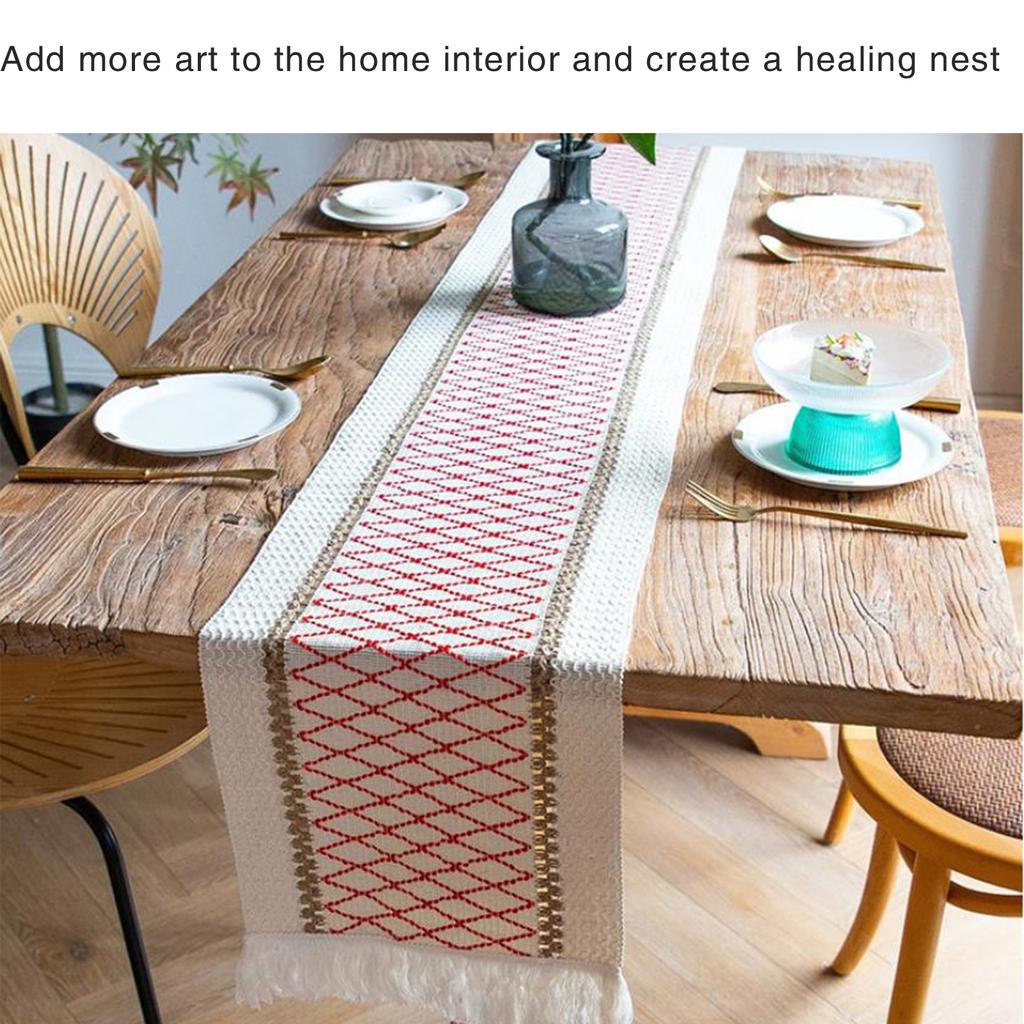 Дорожка на стол Дорожки на стол Хлопок Лен Сращивание С кисточками Декор стола Ткань Стильная скатерть для свадебной вечеринки