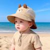 Baby Summer Breathable Mesh Bucket Hat With Removable Neck Flap Large Brim Sun Protection Cute Bear Design For Boys And Girls