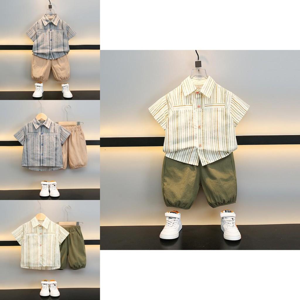 Stylish Boys Summer Outfit Set With Short Sleeve Shirt And Shorts For Ages 3-8 Years