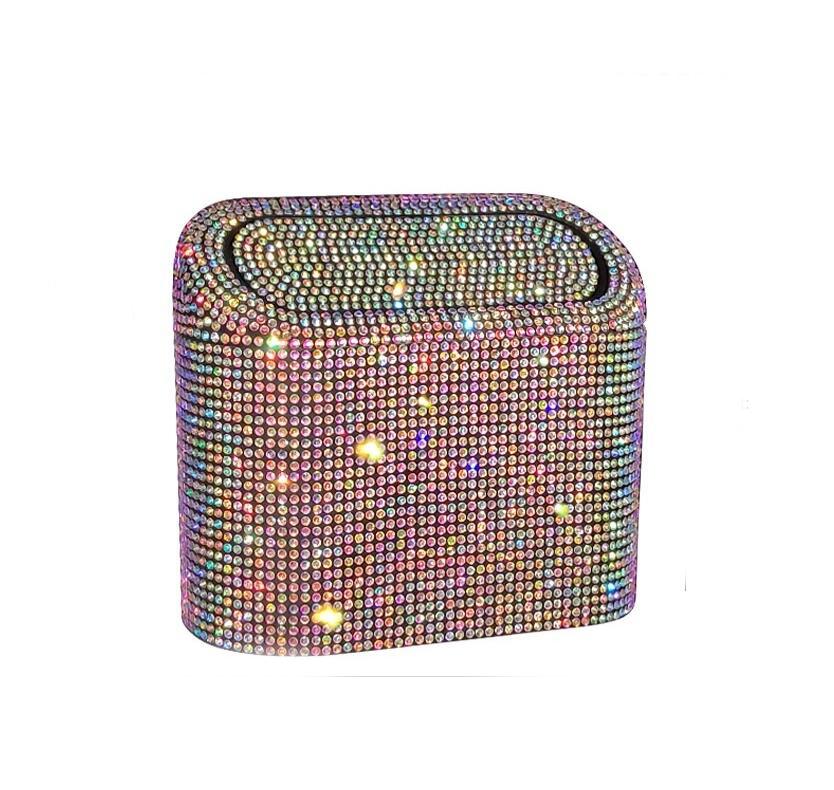 Luxury Diamond Car Trash Can Rear Seat Hanging Trash Can Storage Box Storage Box Bling Diamond Car Trash Can With Lid