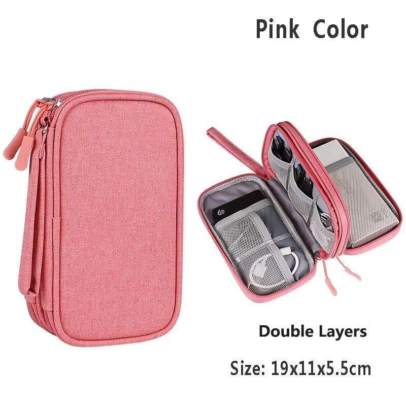 Travel Portable Digital Product Storage Bag Waterproof Double Layer Case for USB Data Cable Organizer Portable Tech Gadget Pouch