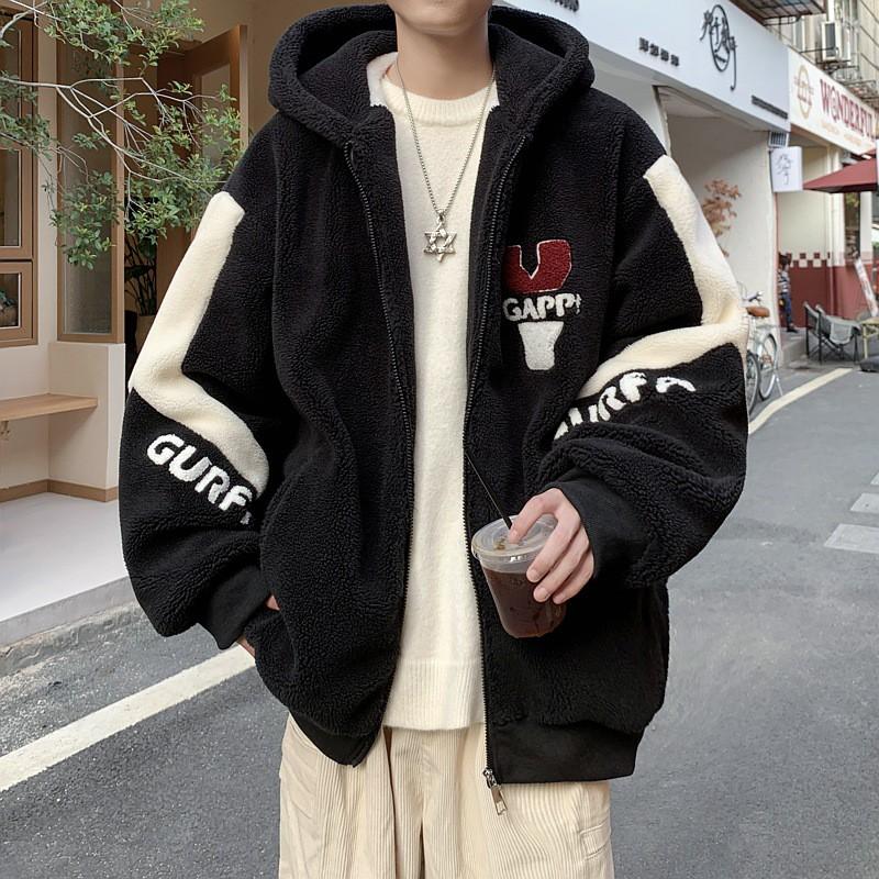 Plus Size Loose Fit Hooded Padded Winter Coat Men Fleece Lined Casual Cotton Jacket