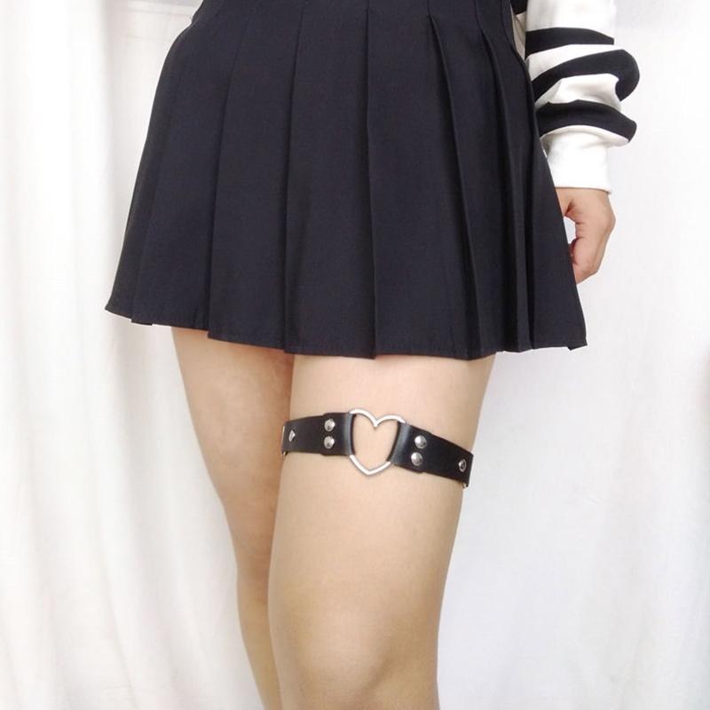 Готический подвязочный пояс для ног с декором из сплава, ПУ кожа, набедная цепочка, эластичный, сексуальная цепочка для тела, украшение, для вечеринки в ночном клубе, для девушки