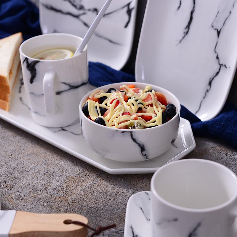 Набор из 2 белых мраморных мисок, керамических мисок для риса, мисок-рамекинов для завтрака, мисок для овсянки, 4,8 дюйма, подходит для использования в микроволновой печи