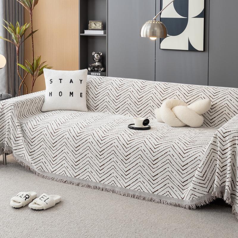 Двусторонний чехол для диванного полотенца из шенилла с волнистым узором, универсальный однотонный цвет, новый чехол для диванной подушки, нескользящий чехол-одеяло на все времена года