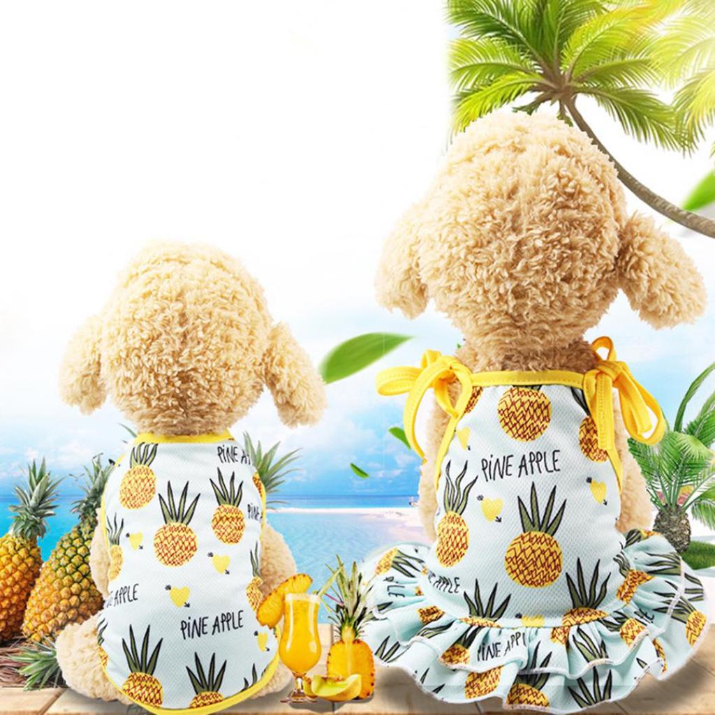Lovely Pineapple Pet Dog Cat Dress/Vest Summer Costume Apparel Couple Outfit