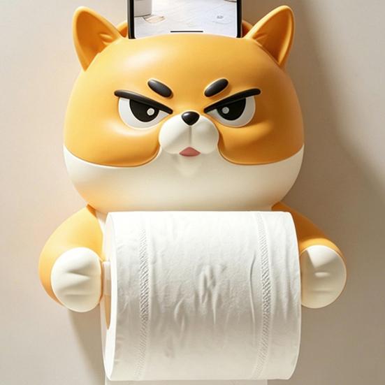 Paper Towel Holder, with Top Phone Holder Cartoon Design, Waterproof Moisture-Proof Wall Mounted Bathroom Accessory
