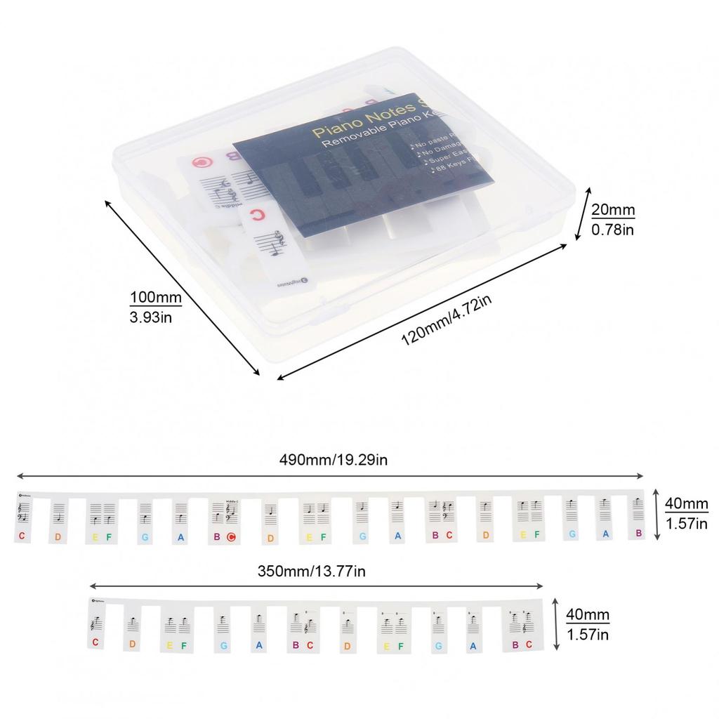 61 клавиша, цветной маркер для фортепиано, силиконовые полоски, без пасты, без клея, накладка для начинающих/детей с чехлом
