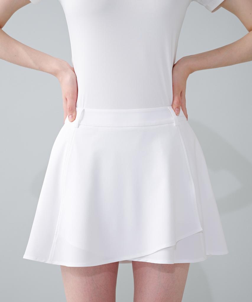 Cream Golf Wrap Flare Skirt