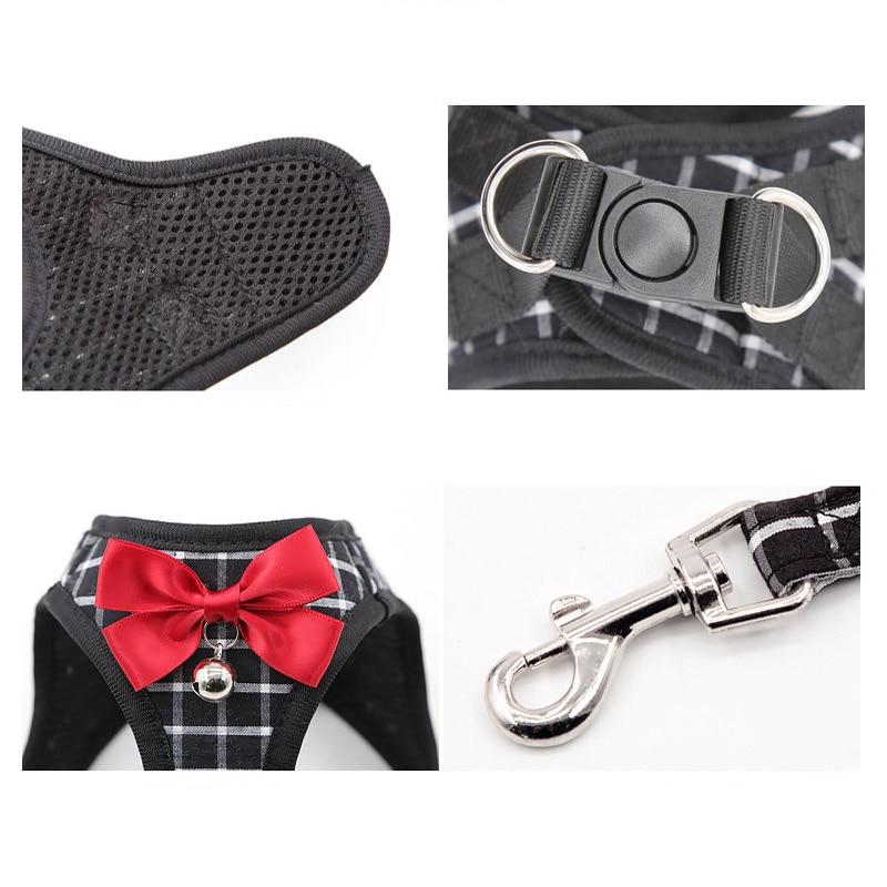 Модный якорный шлейка для кошек, жилет из дышащей сетки, комплект поводков для собак с колокольчиком, милые аксессуары с бантом для маленьких собак, котят