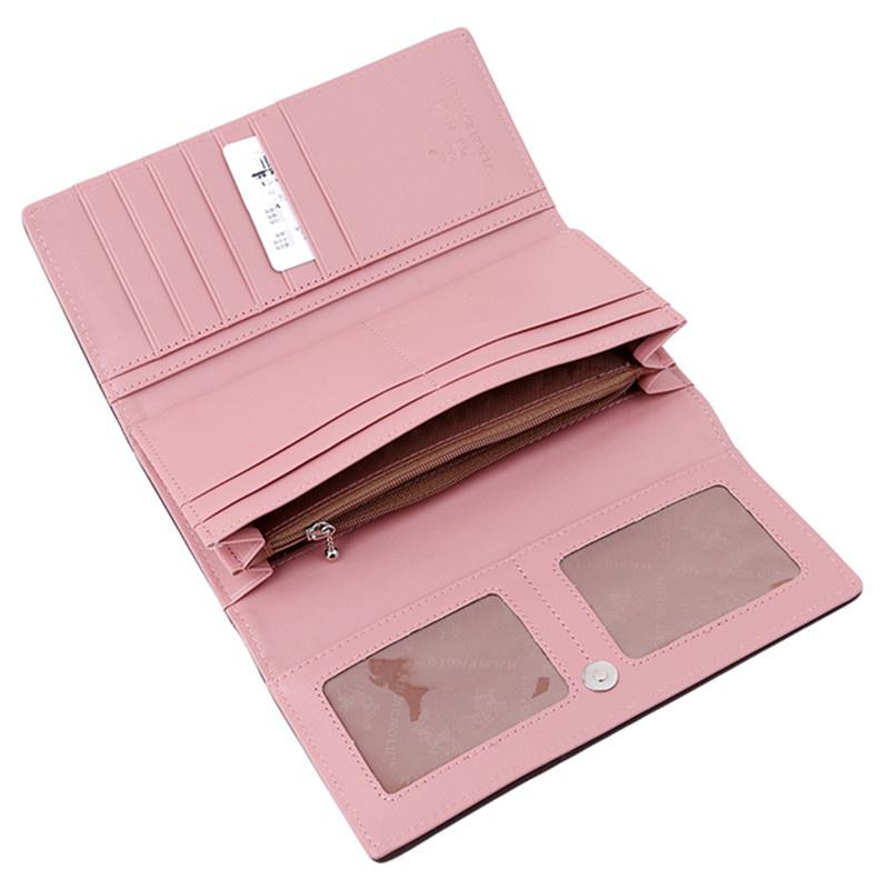 Women's Long Bow Wallet - Zippered Checkbook Style Coin Purse with Card Slots Elegant Checkbook Clutch for Daily Use