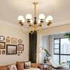 Mid-Century American Walnut Glass Chandelier for Living Room, Bedroom, and Dining Room