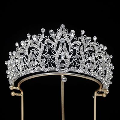 Барочная европейская и американская корона тиара для конкурса красоты, свадебная корона, сплав с гальваническим покрытием, кристалл, свадебный головной убор, корона