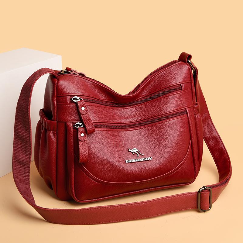 Women's Soft Leather Shoulder Bag Large Capacity Messenger Shoulder Bag Monochromatic High-quality Bags Fashion Bag