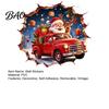 Seasonal Wall Stickers Christmas Santa Claus Stickers, Retro Peel And Stick Red Pickup Truck & Decals with Festive Living Room 3D Breaking Effect,
