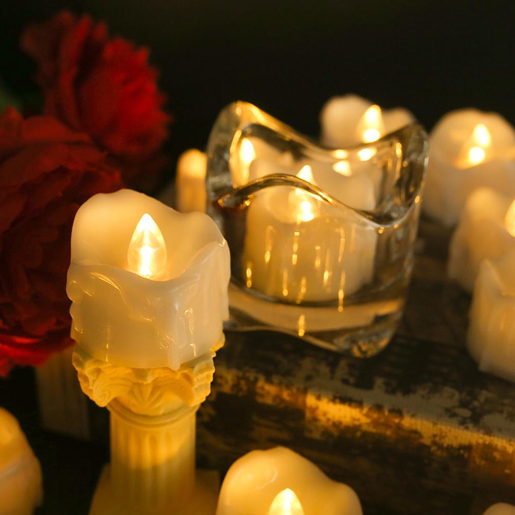 Беспламенные свечи для подсвечников 24/48 шт. Светодиодная электронная свеча с дистанционным управлением, работающая от батареек, мерцающее пламя для декора стола