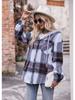 2024 New Autumn and Winter Fashion Simple Casual Hooded Plaid Shirt Loose and Comfortable Commuting Medium Length Women's Coat