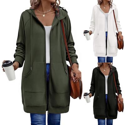 Женская свободная толстовка с длинными рукавами, круглым вырезом, карманом, спортивная, повседневная, на молнии