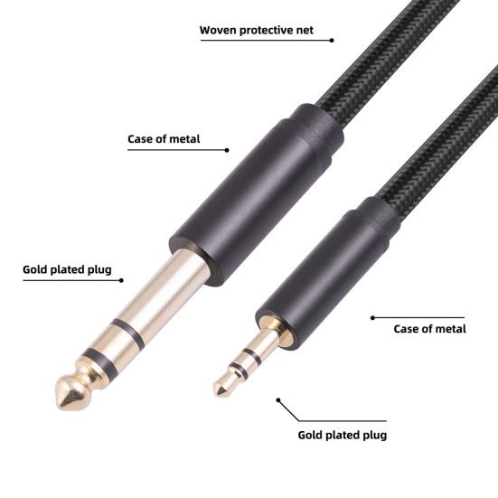 Стерео аудиокабель 3,5 мм - 6,35 мм Позолоченный интерфейс Стабильная передача Защита от помех Универсальный стерео