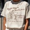 Футболка с принтом Espresso Martini Разноцветная Женская Унисекс Укороченный рукав Ретро Уличный Y2K Повседневная Мода Топы Одежда