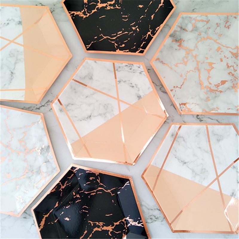 Одноразовая посуда из золотой фольги и мрамора, бумажные тарелки для вечеринок, стаканчики, сувениры на вечеринку в честь рождения ребенка, бумажные трубочки для питья, принадлежности для свадебной вечеринки