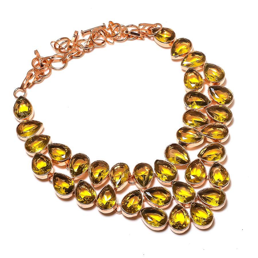 Natural Citrine Gemstone Handmade 925 Sterling Silver Jewelry Necklace 18" Z7a86