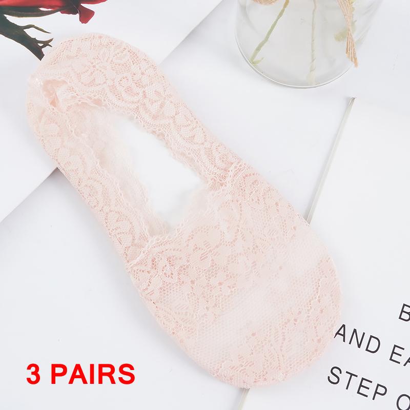 1/3 пары женских невидимых хлопковых подошв, нескользящие тапочки, носки-лодочки для девочек, летние носки из силикагеля с вишневым цветочным узором и кружевом