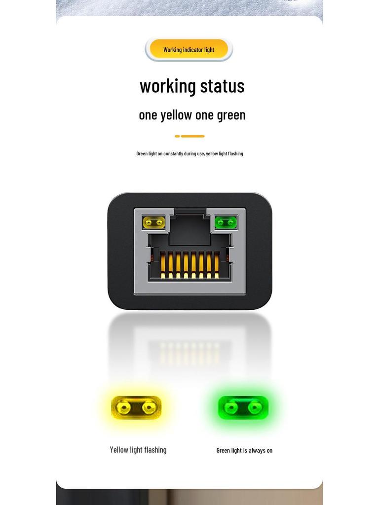 Dual-Head USB Type-C To RJ45 Gigabit Network Card, 100M/1000, Driver-Free