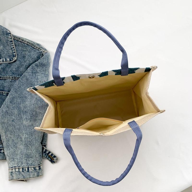 Женская сумка простая чистая льняная модная портативная магнитная пряжка одно плечевая сумка сумка кролик