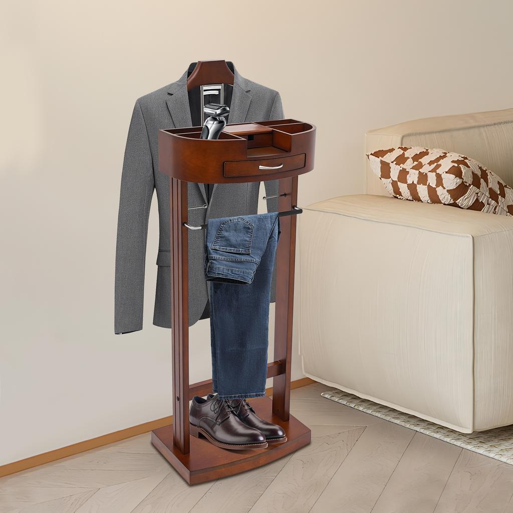 Березовая стойка для костюма, Коричневая напольная вешалка-валет для одежды 43*33.5*107см для спален, гостиных