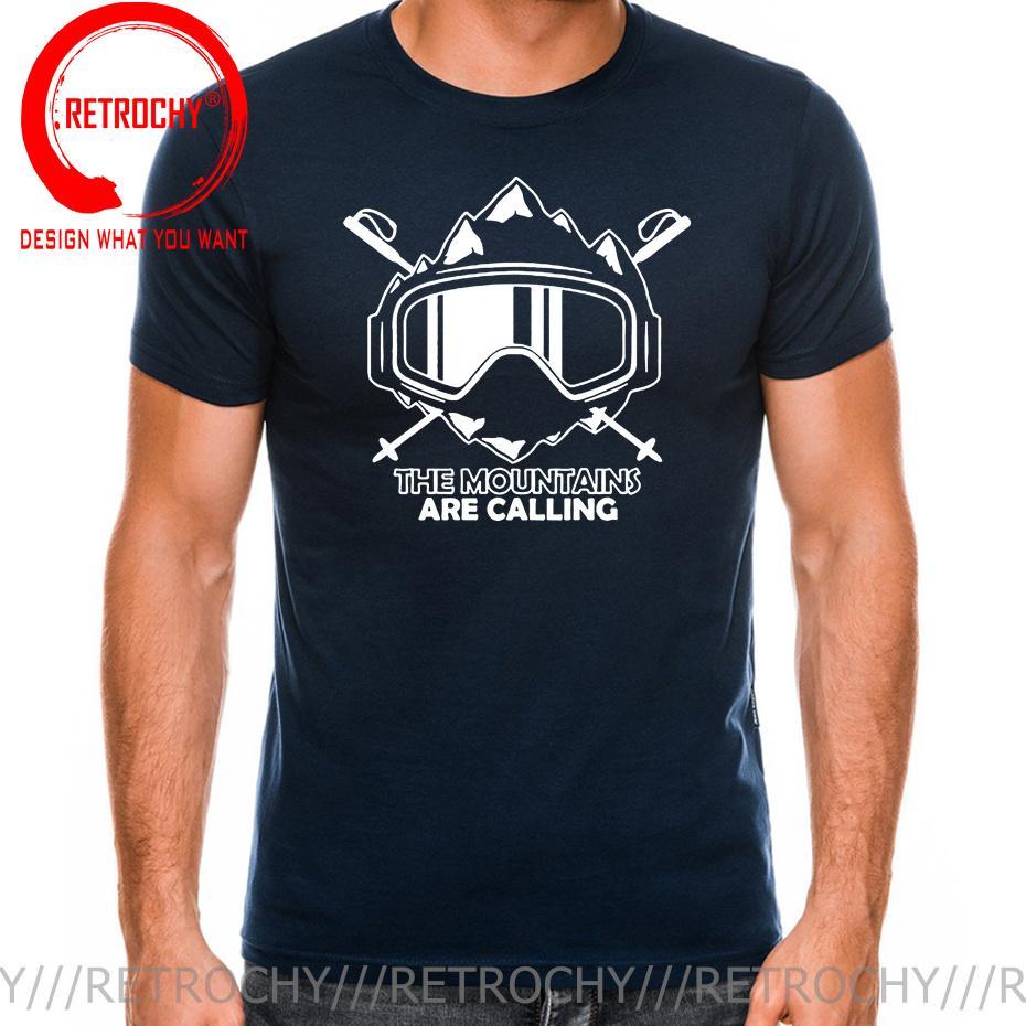 The Mountains Are Calling T Shirt Unisexs Unisexs Ski Snowboard Tshirt Skiing TShirt Cool Enthusiastic Skier Mask Design Tee Shirt