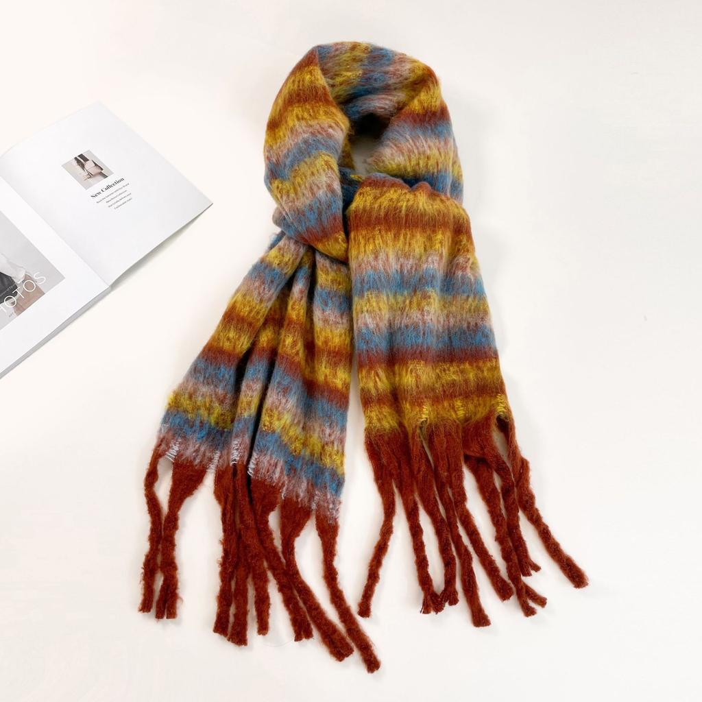 Mohair scarf solid color small sweet potato explosion warm medium and long scarf winter shawl scarf with European and American wholesale