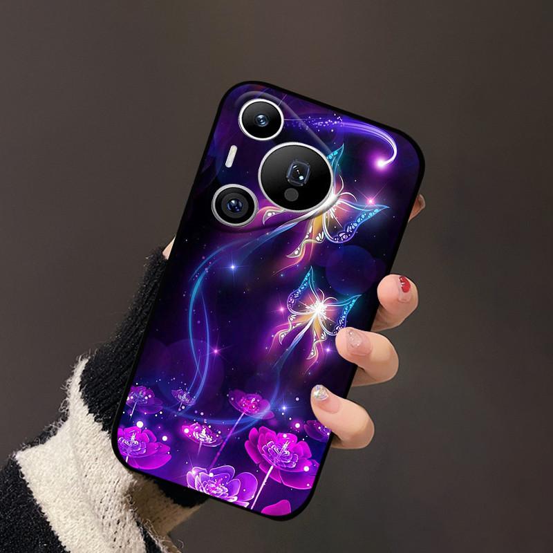 Чехол для Huawei Pura 70 Черный Матовый Милый Мягкий Силиконовый ТПУ Чехлы для Pura70 Pro Pura 70 Pro+ Плюс Ультра Чехол Защитный Fundas