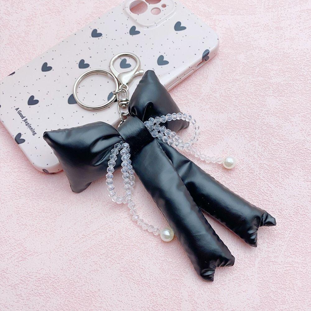 Glossy 3D Bowknot Keychain Rhinestone Y2k Hanging Backpack Accessories Girls