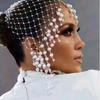 Elegant Pearl Tassel Hair Hat Hollow Out Luxury Headcaps Handmade Pearl Hat  Bridal Headpiece
